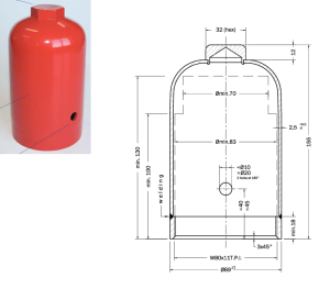 Dimensiones de la tapa protectora de la válvula para botellas de gas DIN-S