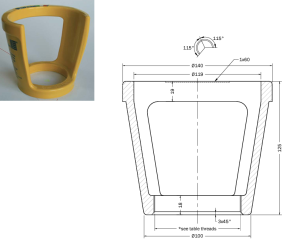 Dimensiones del protector de válvula para bombonas de gas de plástico «Tulip Cage»